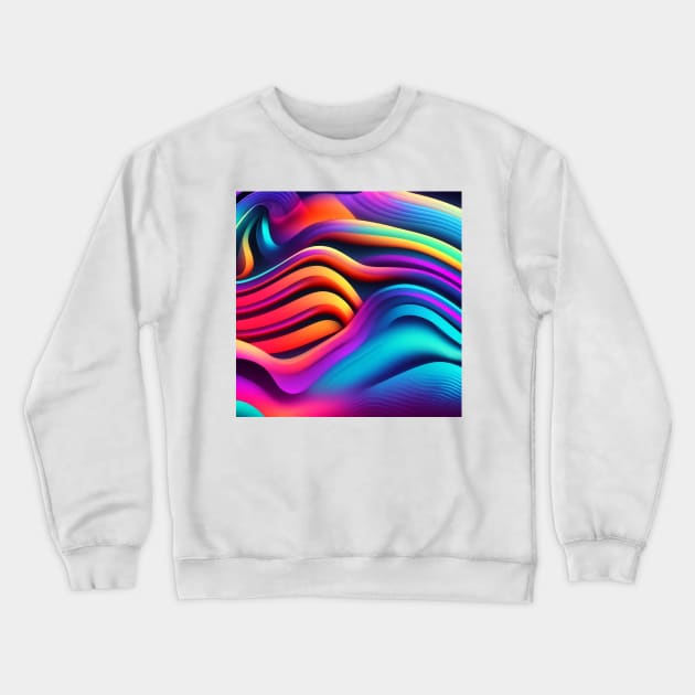 HORIZONTAL PATTERN OF MULTICOLORED WAVES, NEON COLOR, Crewneck Sweatshirt by ZARBIT